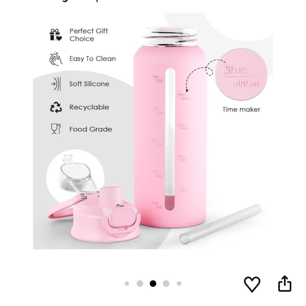 Pink Water Bottle with Heart Handle - Picture 2 of 7